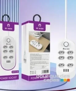 Extensão 6 Tomadas 3 USB