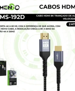 Cabo HDMI 2.1 8K 2m Imenso IMS-192D Trançado – Alta Velocidade 8K@60Hz / 4K@120Hz